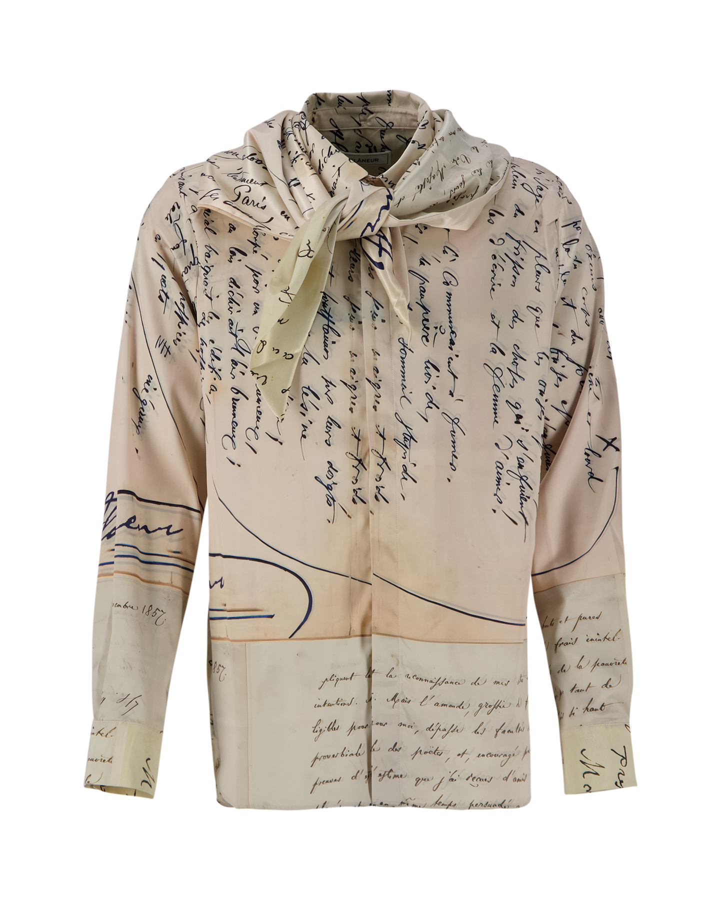 Flaneur Letter Viscose Shirt BEIGE 1