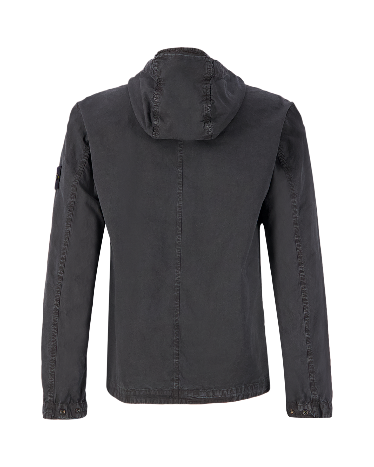 Stone Island 106WN Brushed Organic Cotton Garment Dyed 'Old' Effect Hooded Overshirt BLACK 2