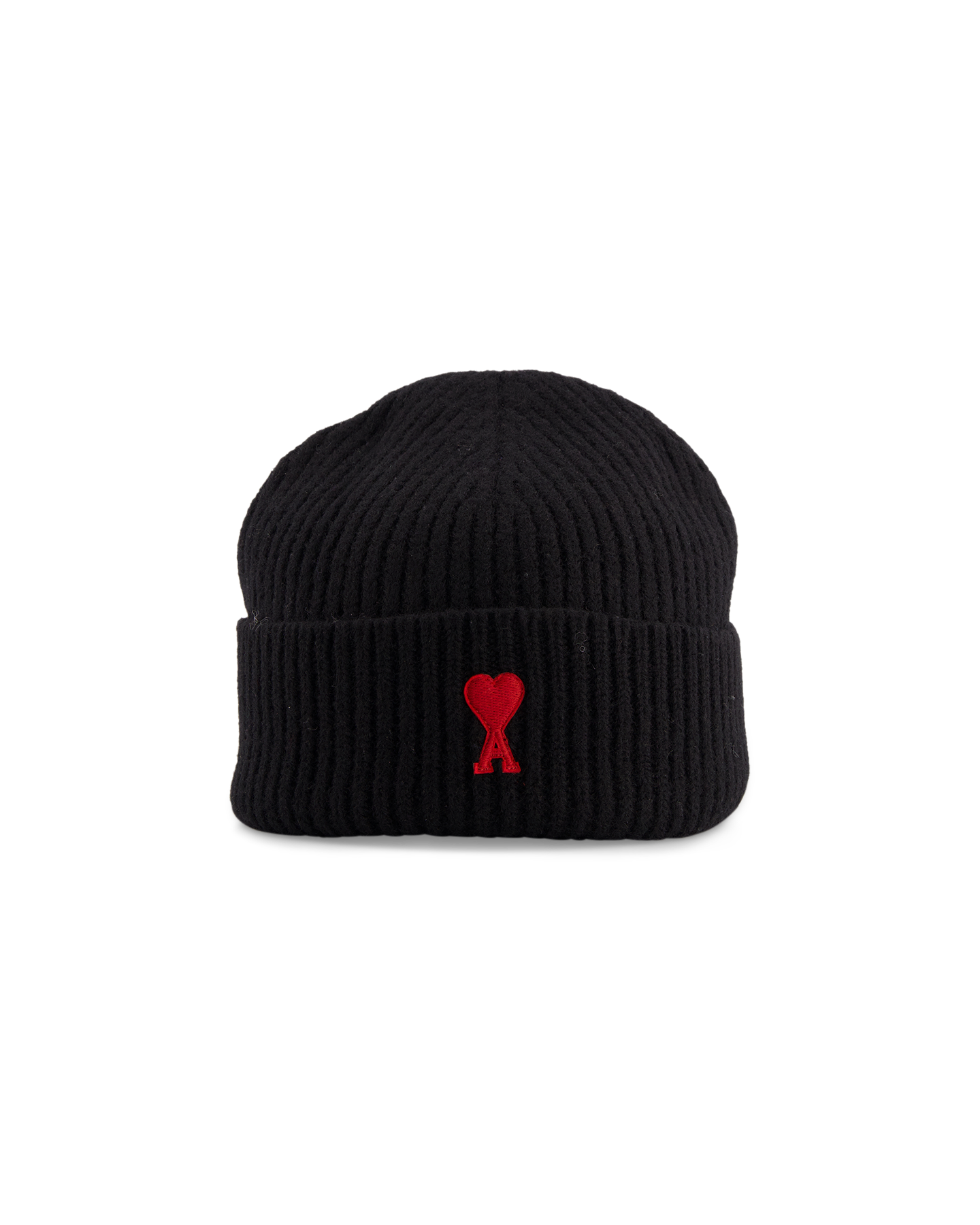 AMI Paris Beanie With Red Ami De Coeur ZWART 1