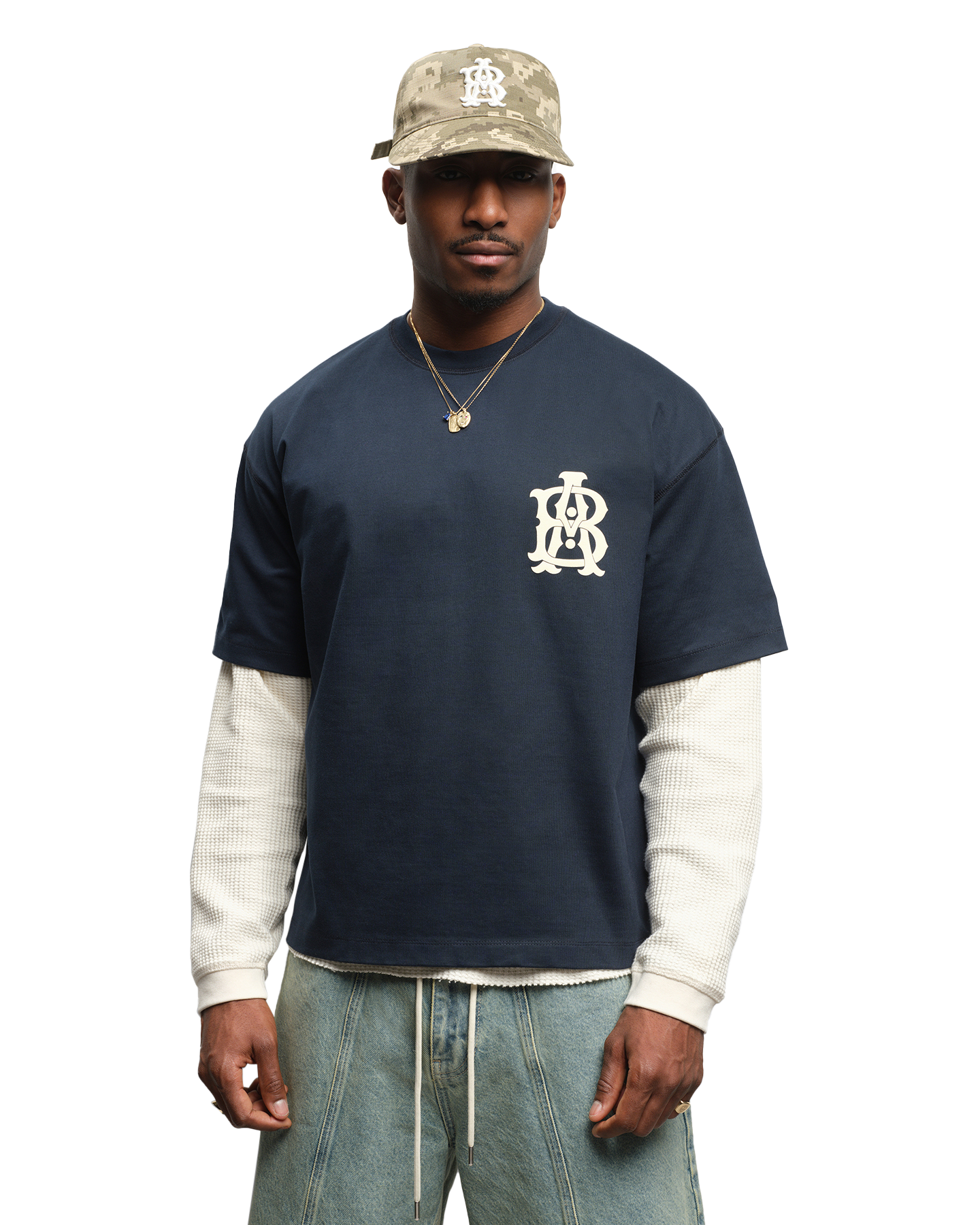 about:blank Monogram T Shirt DONKERBLAUW 3
