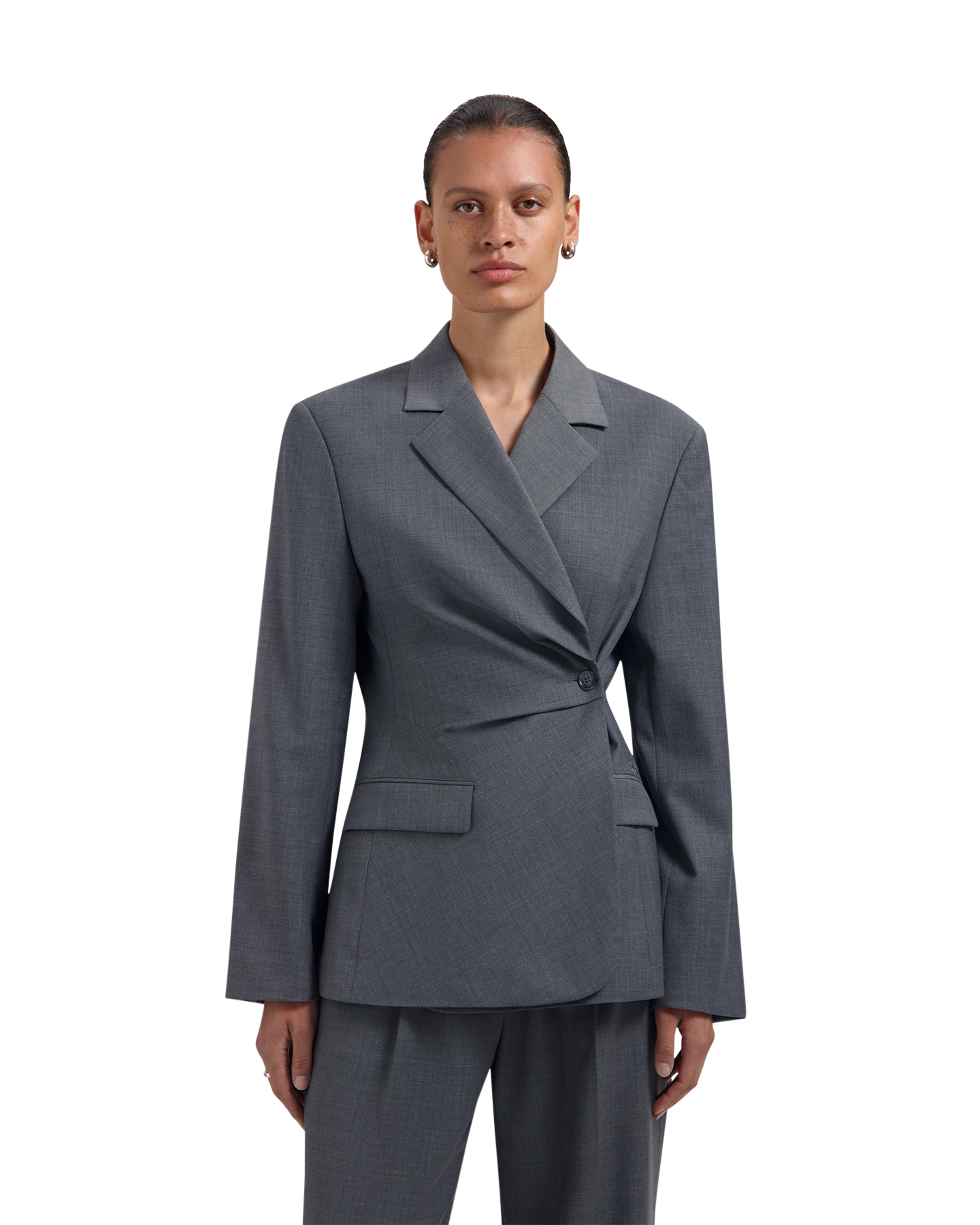 OLAF Wool Asymetric Blazer GRIJS 3