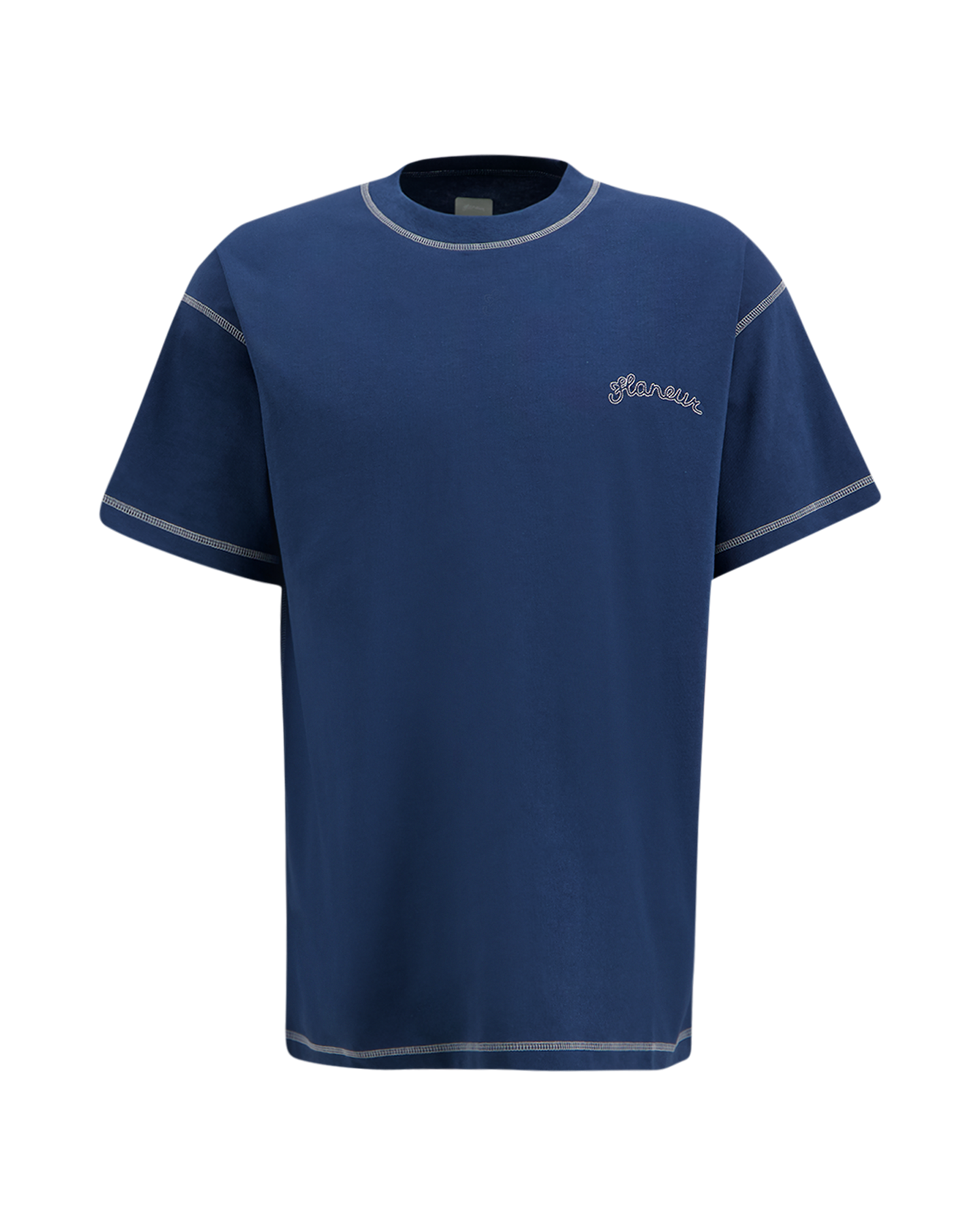 Flaneur Signature Outline T-Shirt DONKERBLAUW 1