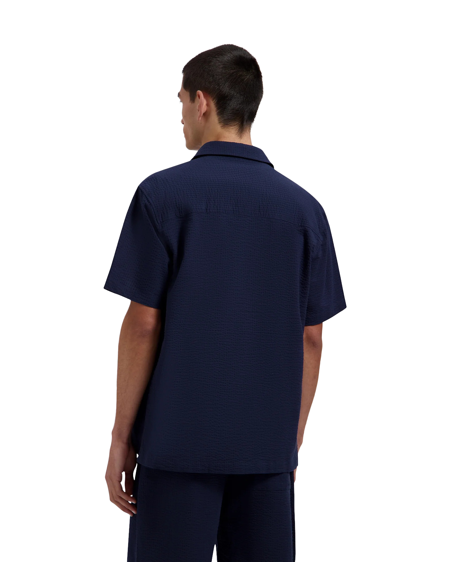 OLAF Seersucker Camp Shirts DONKERBLAUW 4