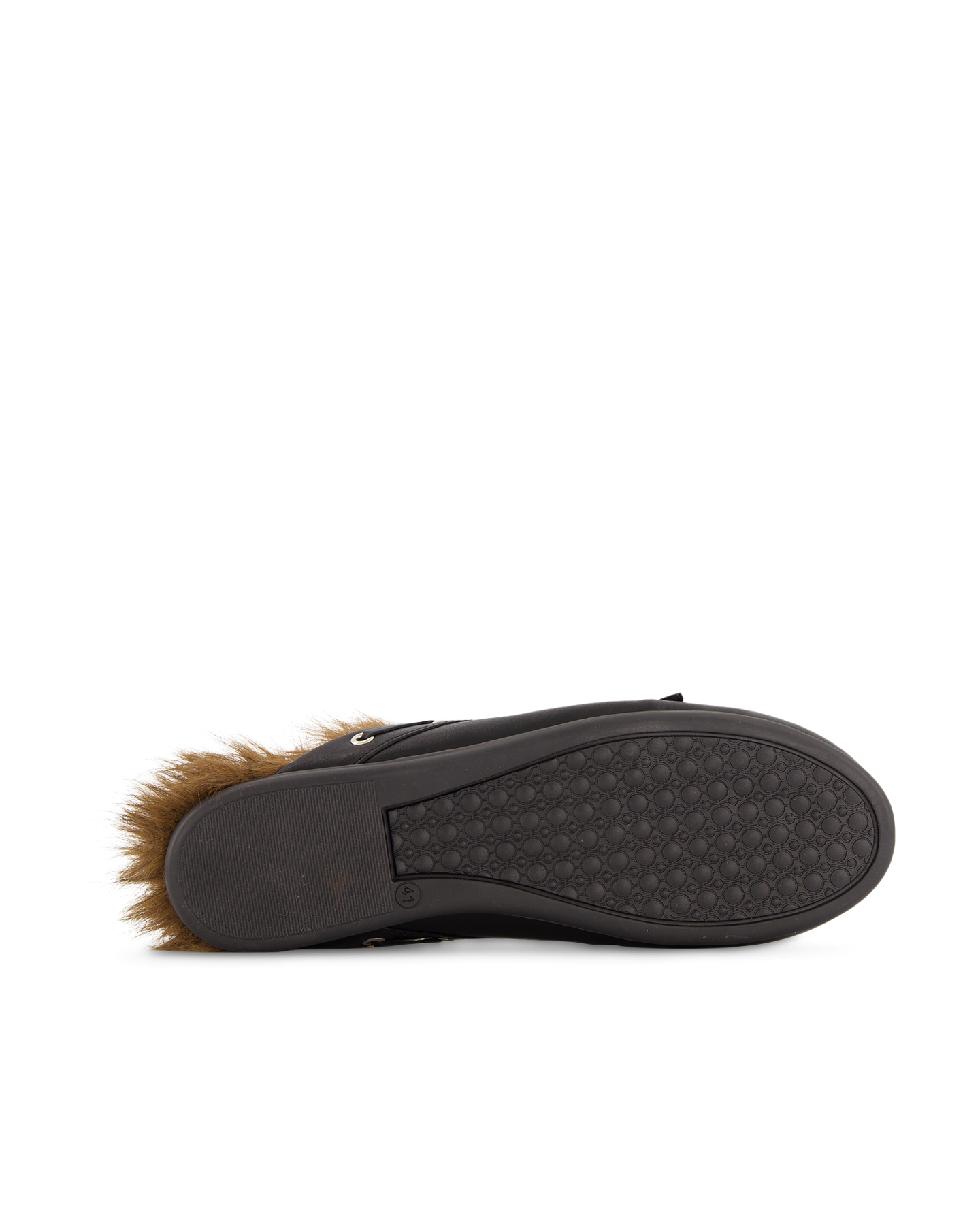 Posa Boat Loafer Mule Hairy Fur - Soft leather ZWART 6