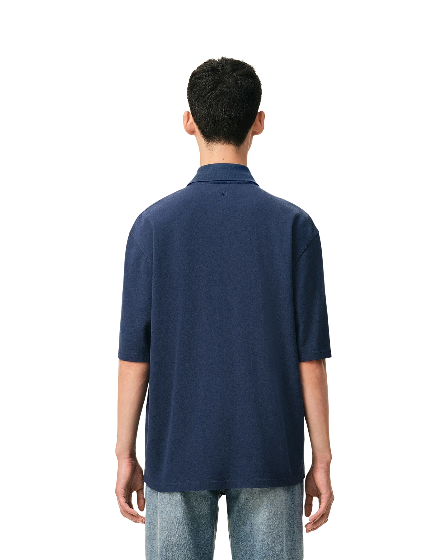AMI Paris Polo Boxy Fit Avec Patch Crochet Ami De Coeur BLAUW 4
