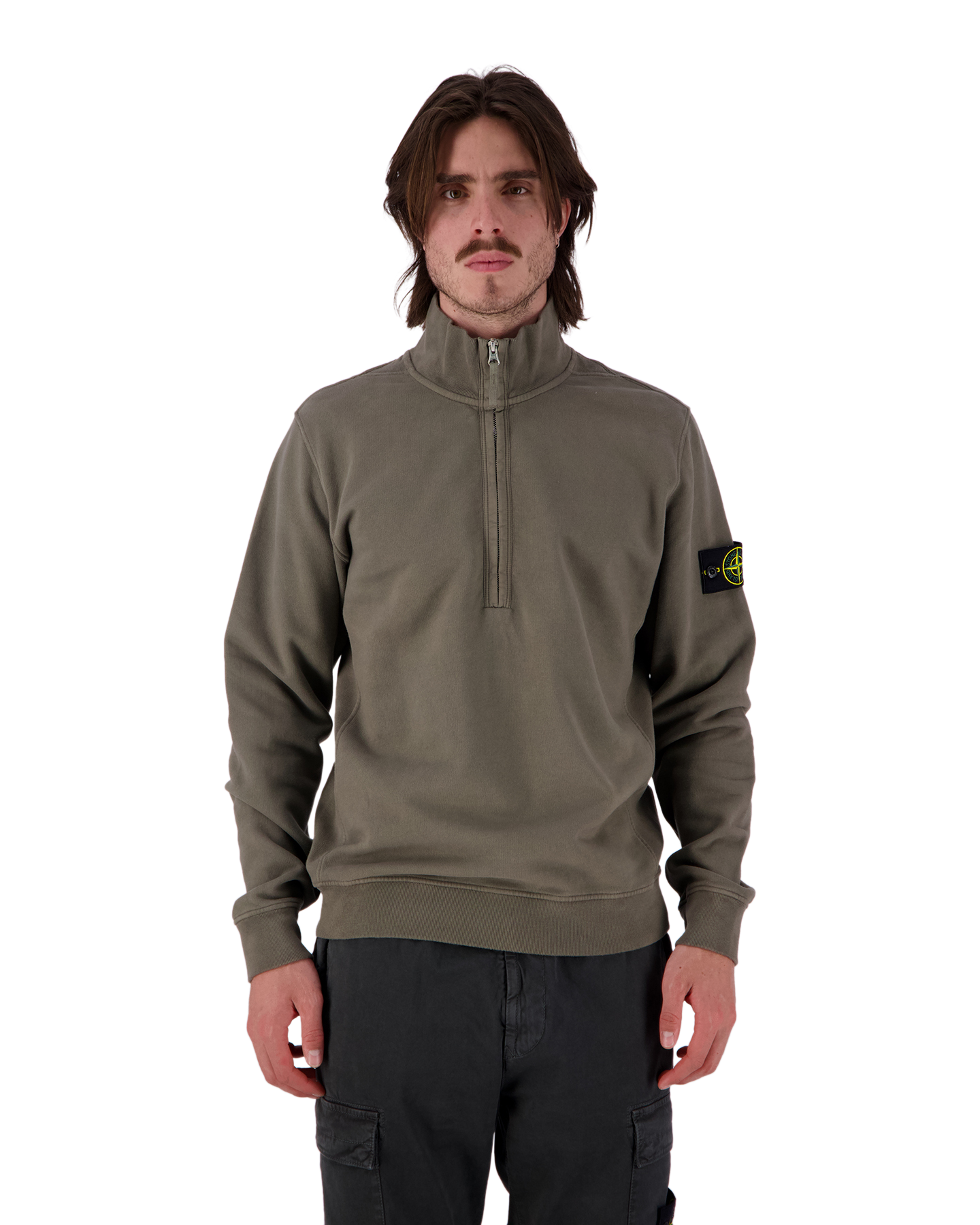 Stone Island 63421 Brushed Cotton Fleece Half Zipped Sweatshirt BRUIN 4