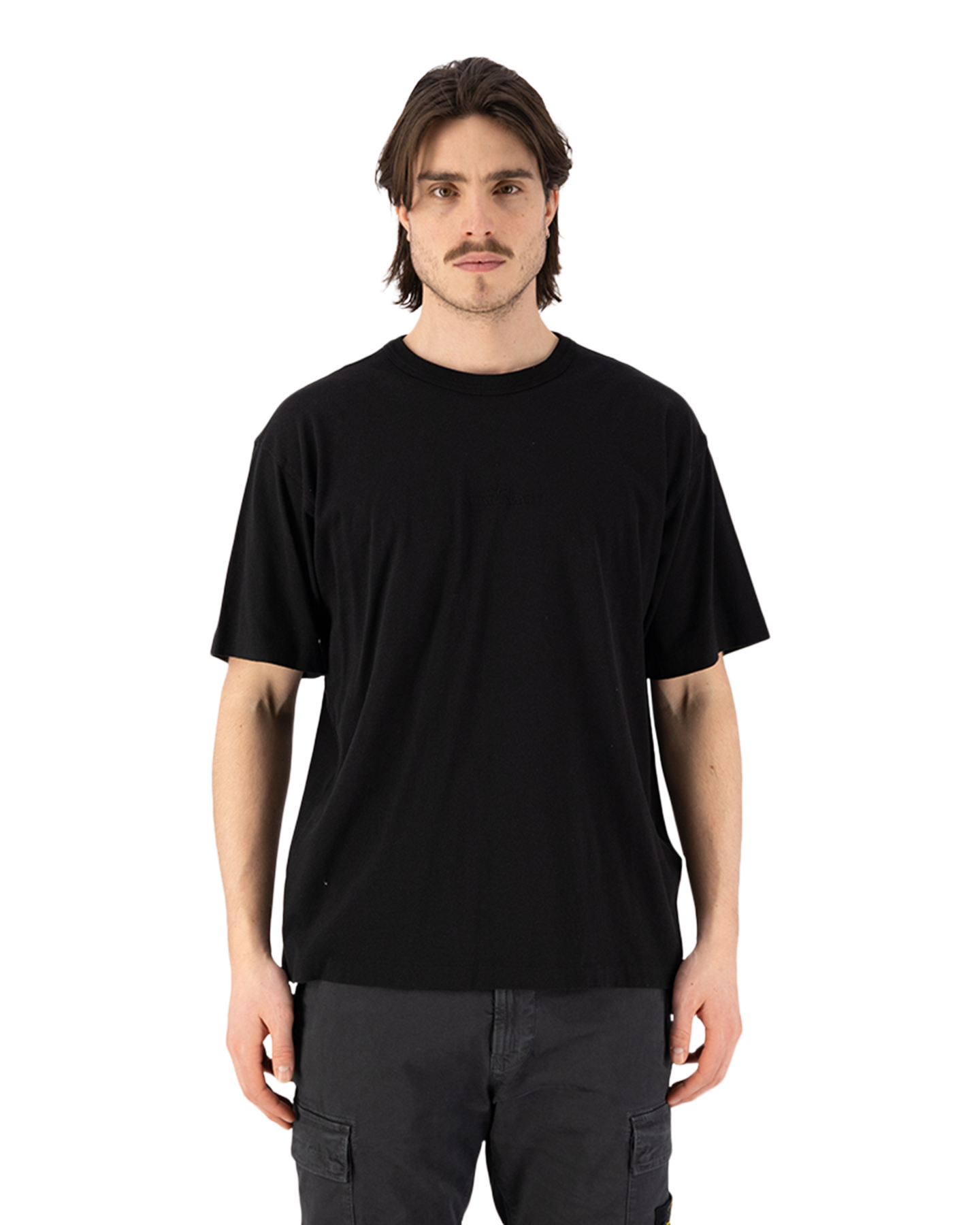 Stone Island 20457 Organic Cotton Garment Dyed 'Fissato' Effect T-Shirt BLACK 4
