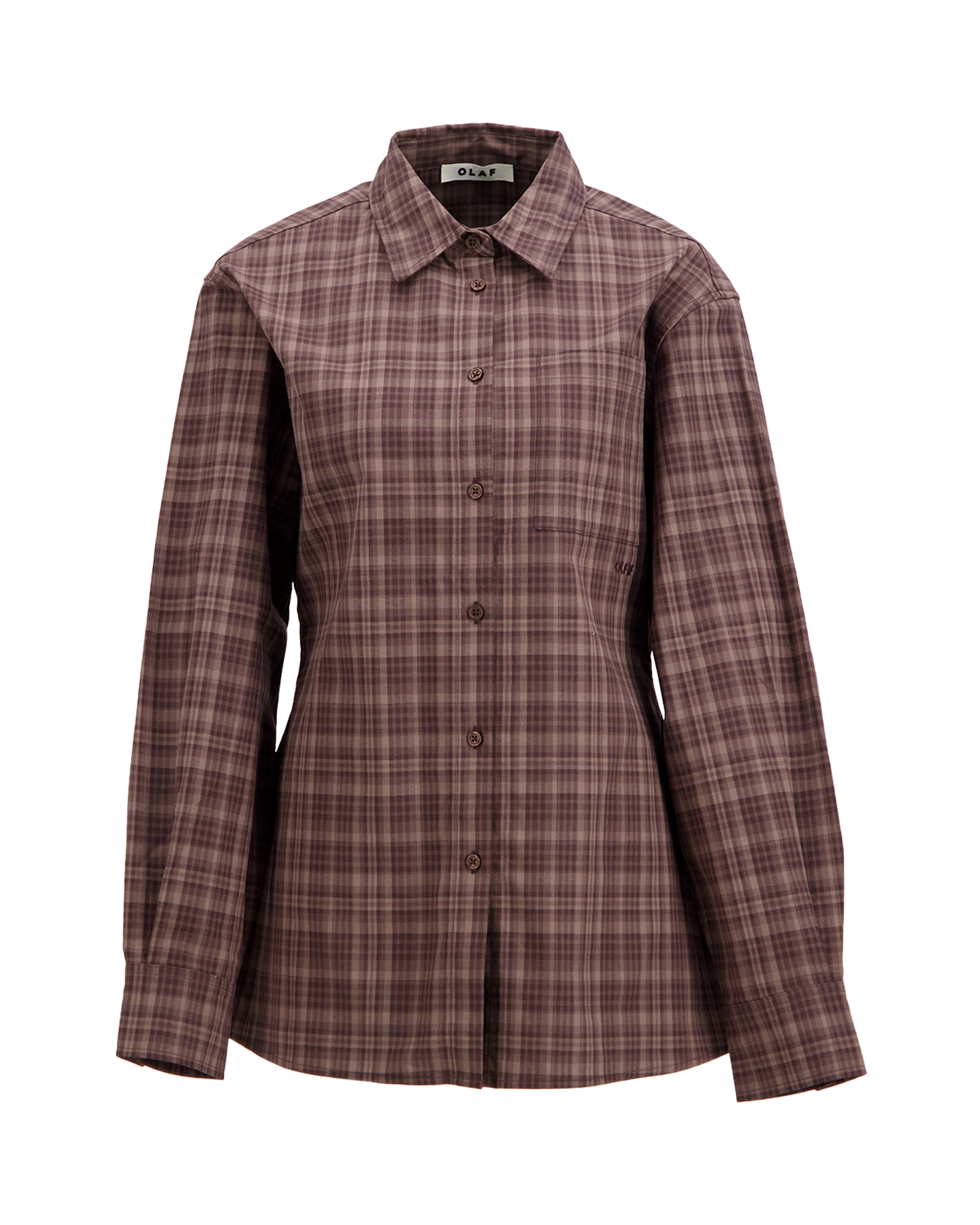 OLAF Checked Fitted Shirt DONKERBRUIN 1