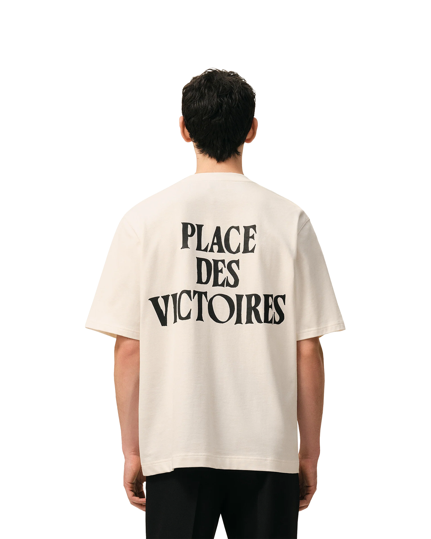 AMI Paris Teeshirt Adc Manches Courtes Boxy Fit Avec Print Signature Dans Le Dos CREME 3