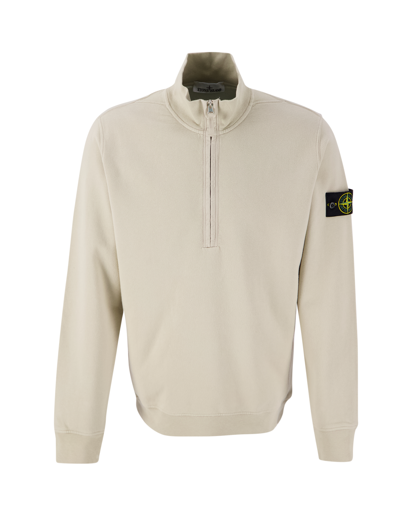 Stone Island 63422 Brushed Cotton Fleece Half Zipped Sweatshirt BEIGE 1