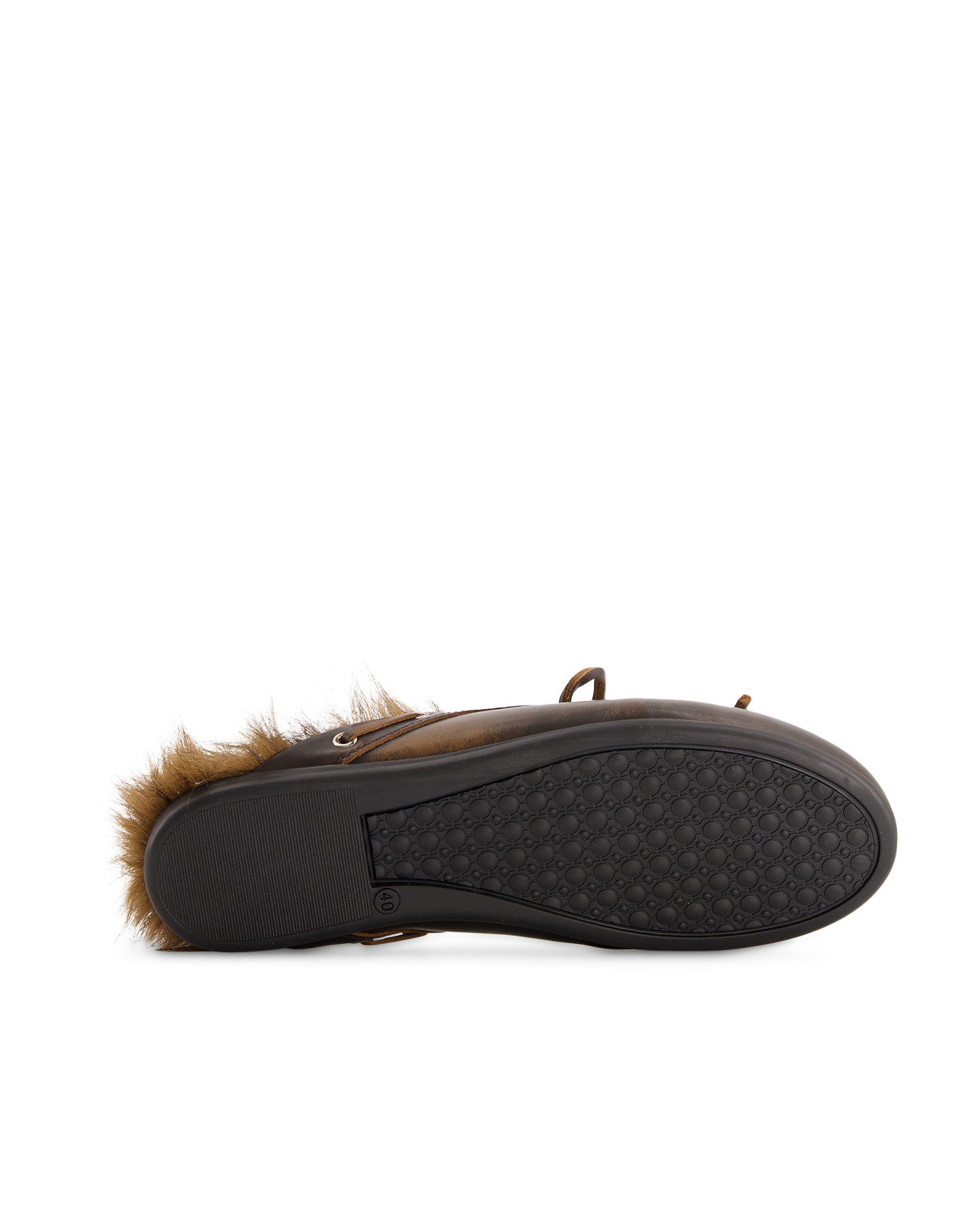 Posa Boat Loafer Mule Hairy Fur - Leather DONKERBRUIN 6